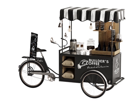  咖啡自行车移动咖啡车33d模型 