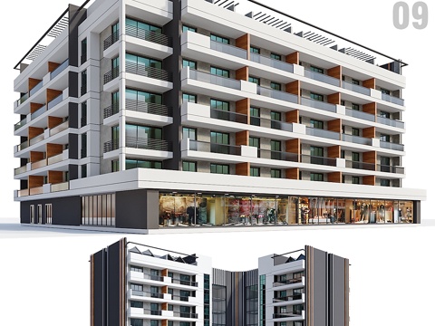  现代住宅建筑 093d模型 