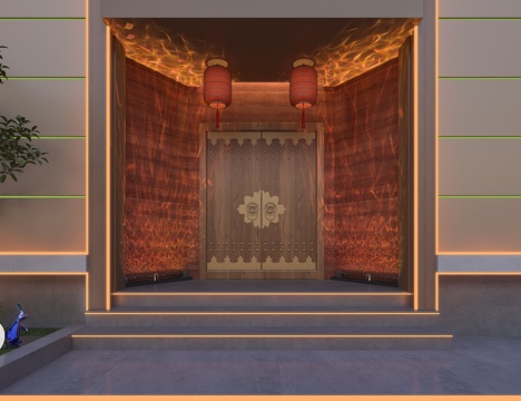  酒吧门头夯土墙3d模型 