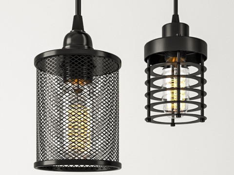  钢制灯罩爱迪生灯3d模型 