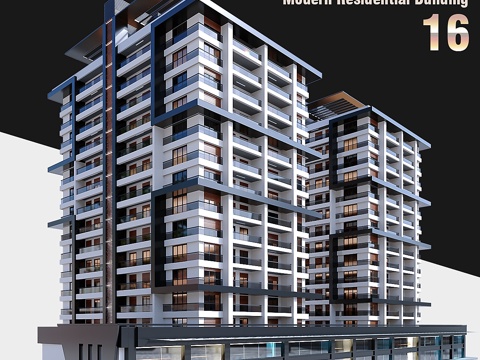  现代住宅建筑 0163d模型 