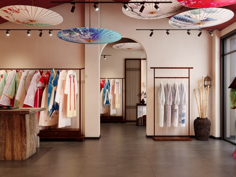  汉服服装店3d模型 