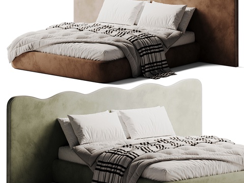  新中式 Cosmo 布艺双人床3d模型 