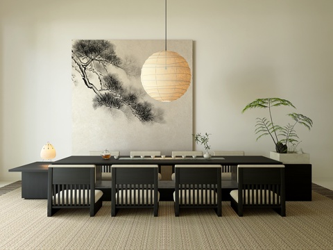  新中式茶室3d模型 