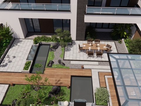  水景 庭院灯 造景 屋顶花园 门 草坪灯 室内景观 室内造景su模型 