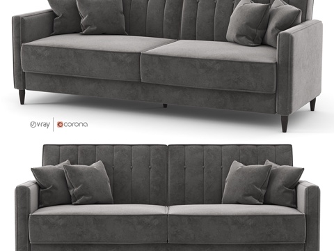  Willa Arlo Interi品牌黑色绒面沙发床Nia3d模型 