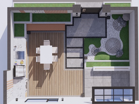  水景 庭院灯 造景 屋顶花园 门 草坪灯 室内景观 室内造景su模型 