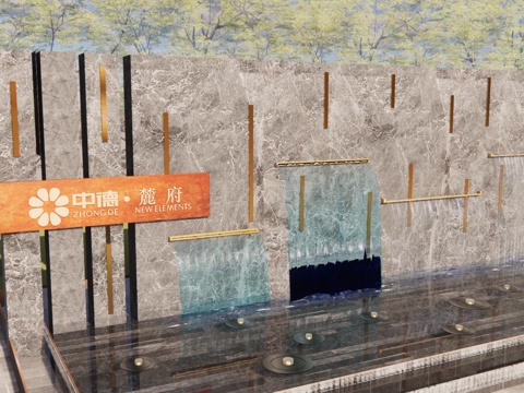  水景 庭院灯 造景 屋顶花园 门 草坪灯 室内景观 室内造景su模型 