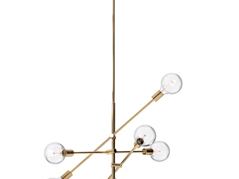  中世纪现代黄铜吊灯簇3d模型 