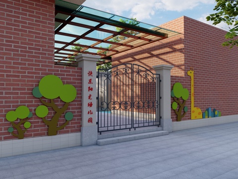 幼儿园大门su模型