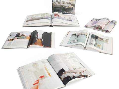  翻开的书籍与杂志3d模型 