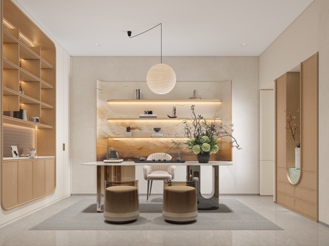  现代轻奢茶室3d模型 