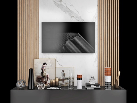  电视墙套装203d模型 