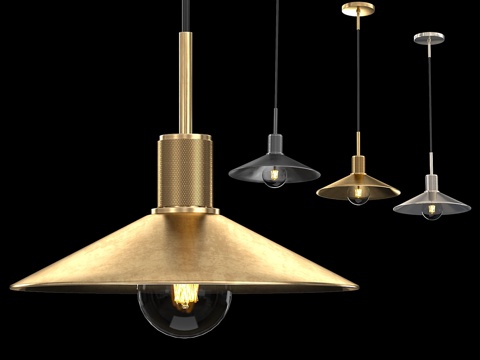  实用主义斜面金属灯罩吊灯3d模型 