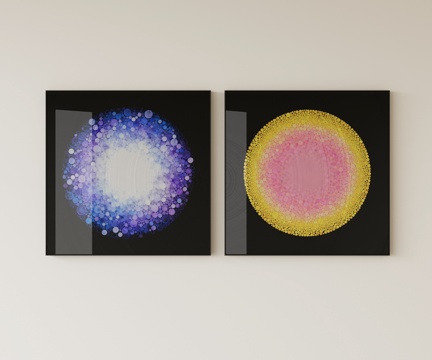  现代装饰画组合su模型 