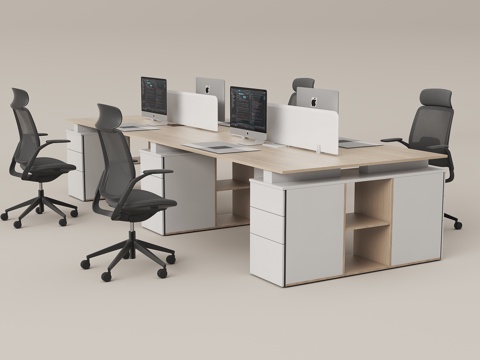  工位办公桌 现代办公桌3d模型 