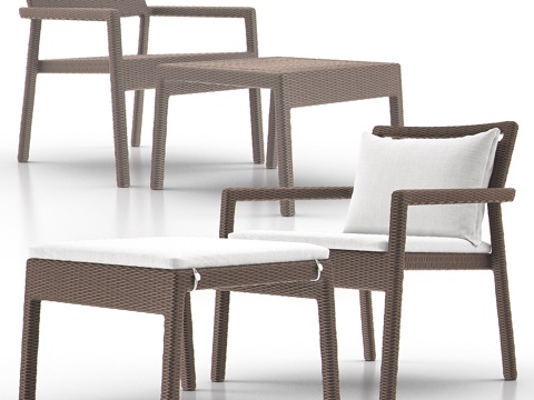  JANUS ET CIE NICHE休闲椅与脚凳3d模型 