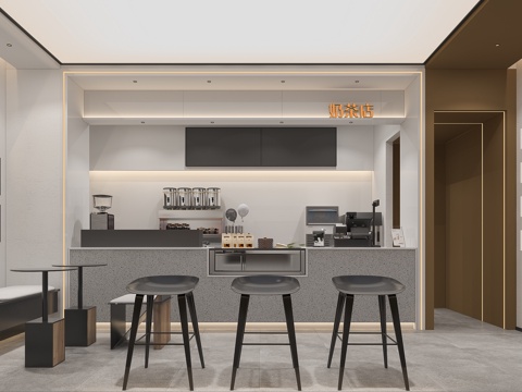  奶茶店操作台设备3d模型 