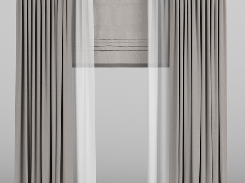  棕色罗马帘3d模型 