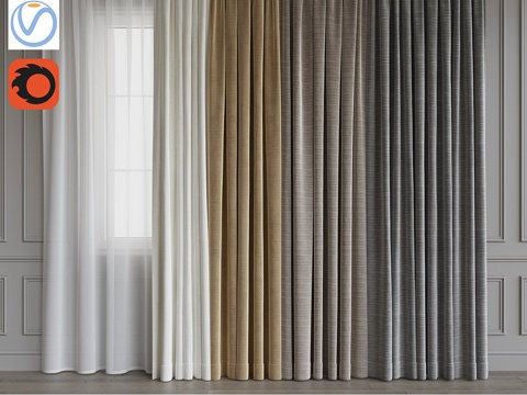  窗帘套装133d模型 