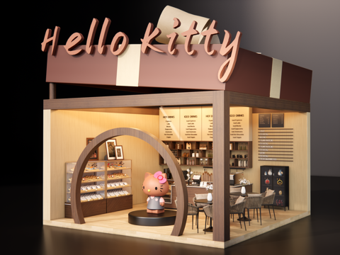 现代甜品店 咖啡店su模型