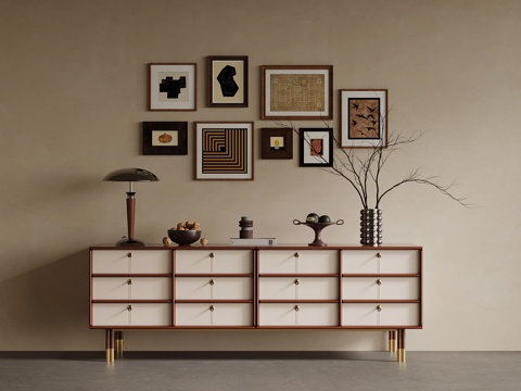 中古风边柜su模型