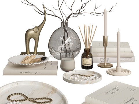  现代轻奢饰品摆件组合3d模型 