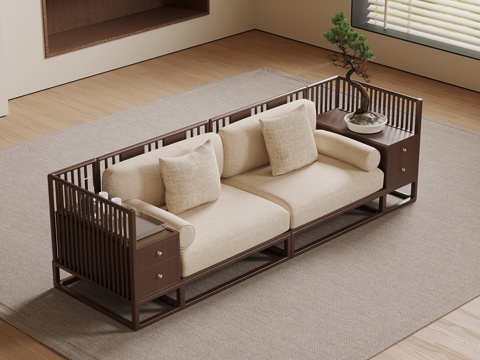 新中式沙发su模型