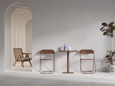  中古风休闲桌椅su模型 