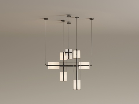  新中式吊灯su模型 