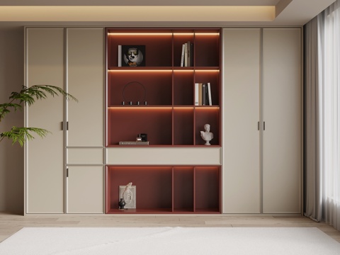  法式奶油风书柜su模型 