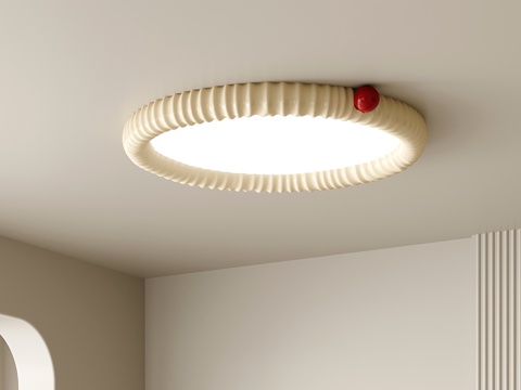 奶油风吸顶灯 卧室吸顶灯 法式书房吸顶灯 小奶豆吸顶灯su模型