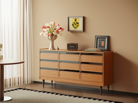 中古风玄关柜 边柜 斗柜su模型