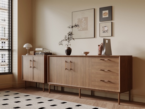 中古风边柜su模型