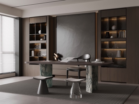 意式书房su模型