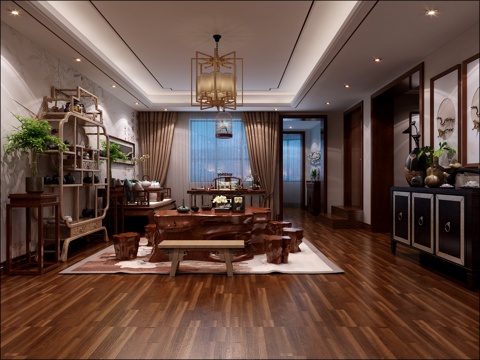  茶区茶桌博挂架3d模型 