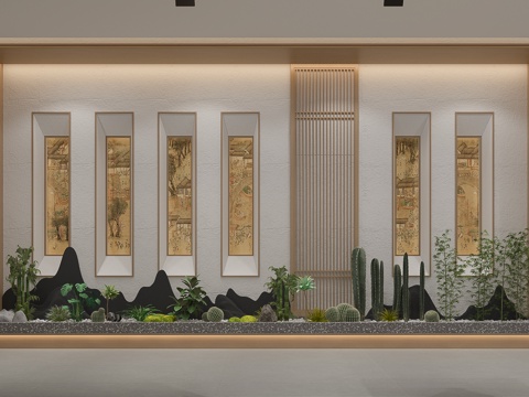  过道植物景观造型3d模型 