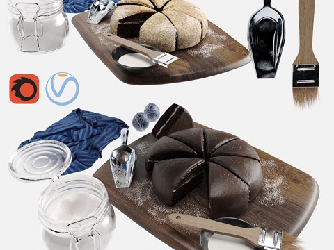  装饰性厨房蛋糕套装3d模型 