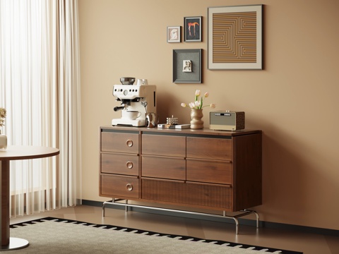  中古风餐边柜 玄关柜su模型 