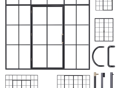  钢制门。隔断套装23d模型 