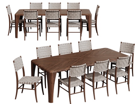 中古桌椅组合 餐桌组合 餐桌 长桌 休闲桌椅su模型