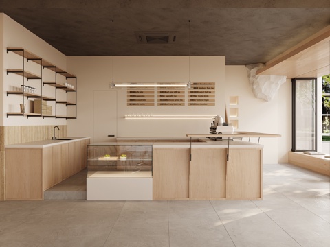 咖啡店 奶茶店 最新全套施工图 效果图合集cad施工图