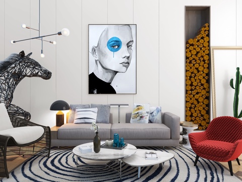  现代沙发茶几组合3d模型 