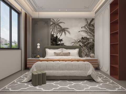  法式卧室床3d模型 