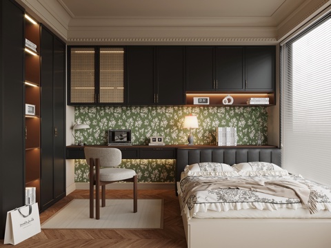  法式榻榻米卧室3d模型 