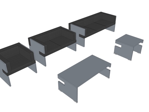 沙发 办公沙发 办公家具 茶几su模型