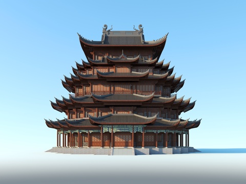 中式阁 阁楼 阁su模型