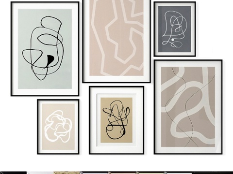  海报套装 曲线美3d模型 