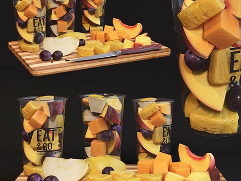  玻璃杯中的水果3d模型 