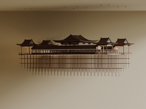  新中式吊灯su模型 